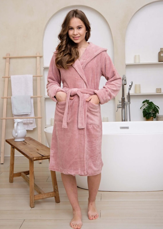 Подростковый бамбуковый халат Little lady (Сухая роза)